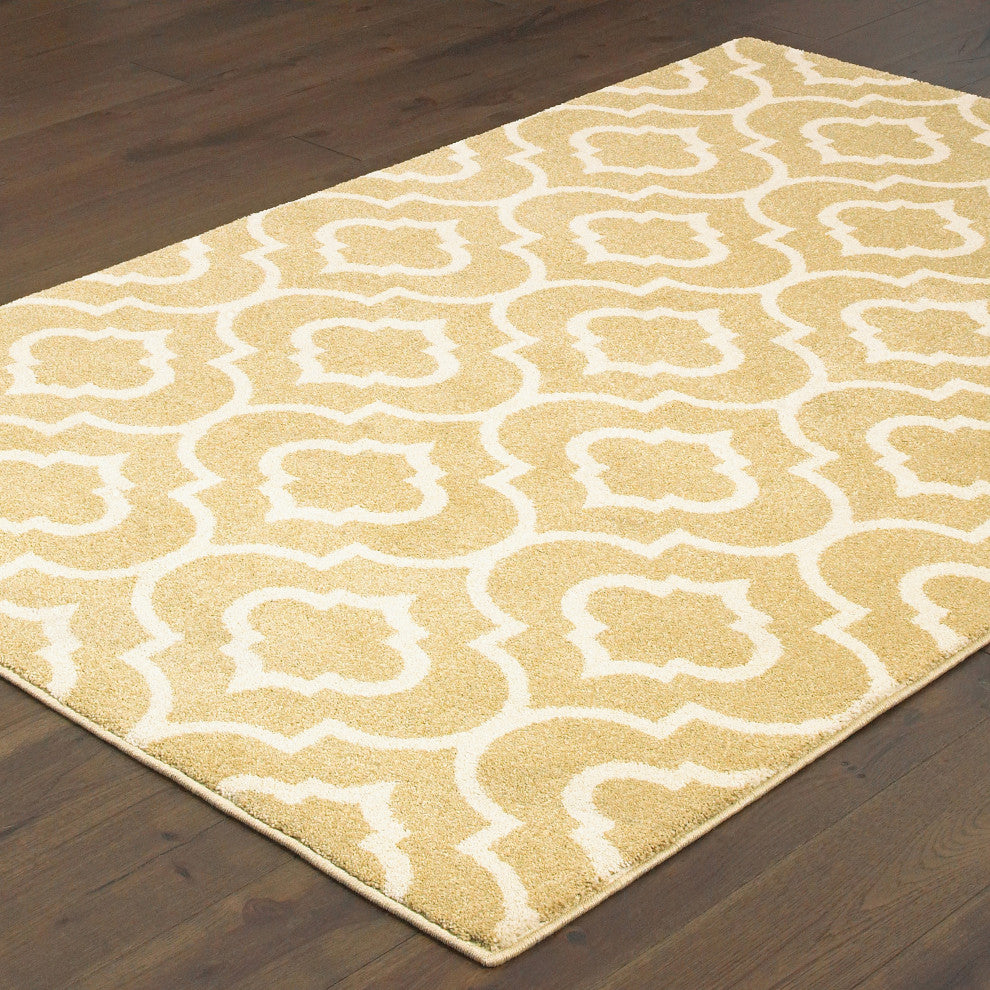 Oriental Weavers Carson Gold/ Ivory Geometric Indoor Area Rug 3'10"X5'5"