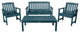 4' Lehigh Bench, Chairs, Conversation Table, 4-Piece Set, Nantucket Blue