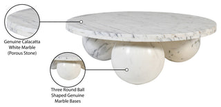 Spherical Coffee Table, White, Genuine Marble