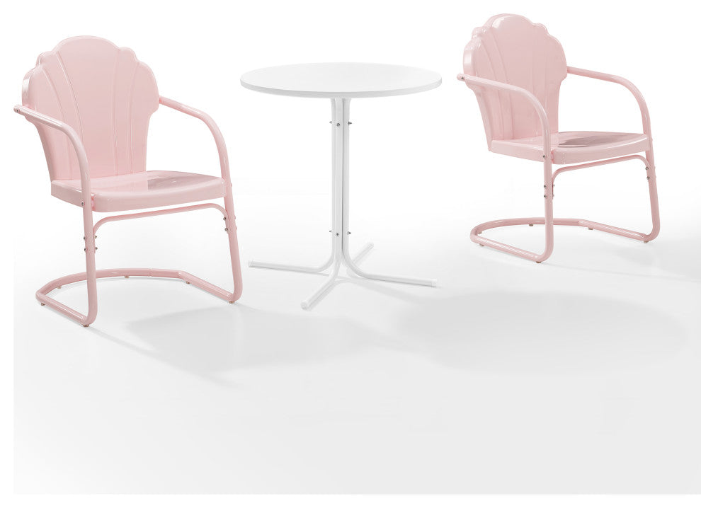 Tulip 3-Piece Outdoor Bistro Set, Pastel Pink Gloss