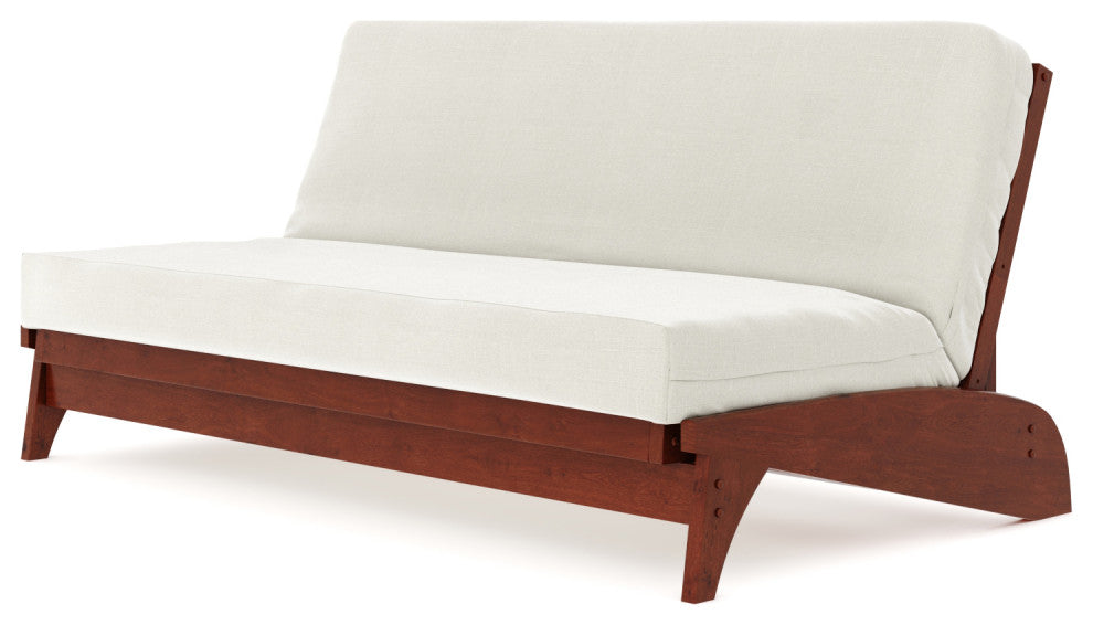 Dillon All Wood Wall Hugger Futon Frame, Dark Cherry, Queen