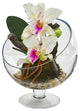 Nearly Natural Mini Orchid Cattleya Artificial Arrangement Pedestal Vase White