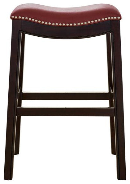 New Ridge Home Goods Julian Counter Height Barstool With Red Faux Leather Seat