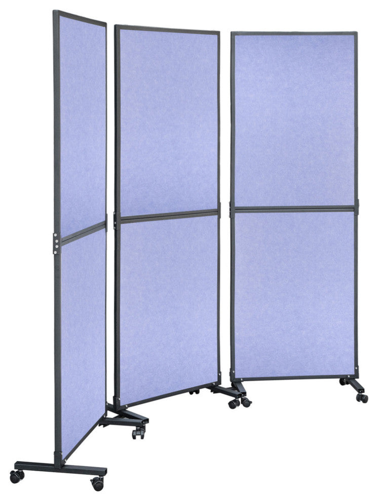 Acoustic Room Divider 72"x66" Office Partition 3 Panels, Blue