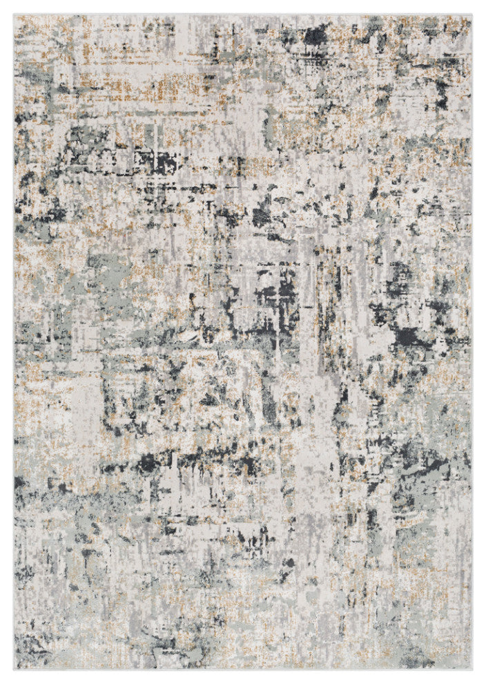 Surya Quatro QUA-2302 5'3"x7'3" Rug, Silver Gray/Medium Gray/Tan/White/Charcoal