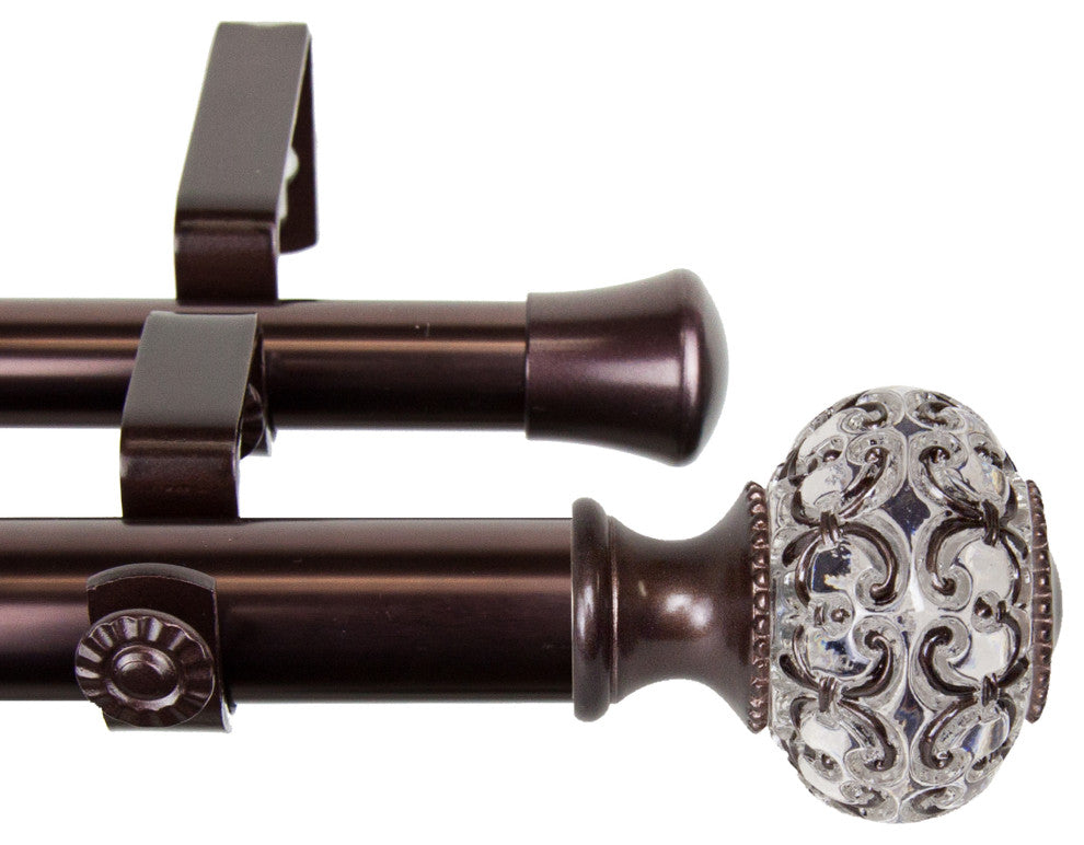 Bailey 1" Diameter Double Curtain Rod, Bronze, 160-240"