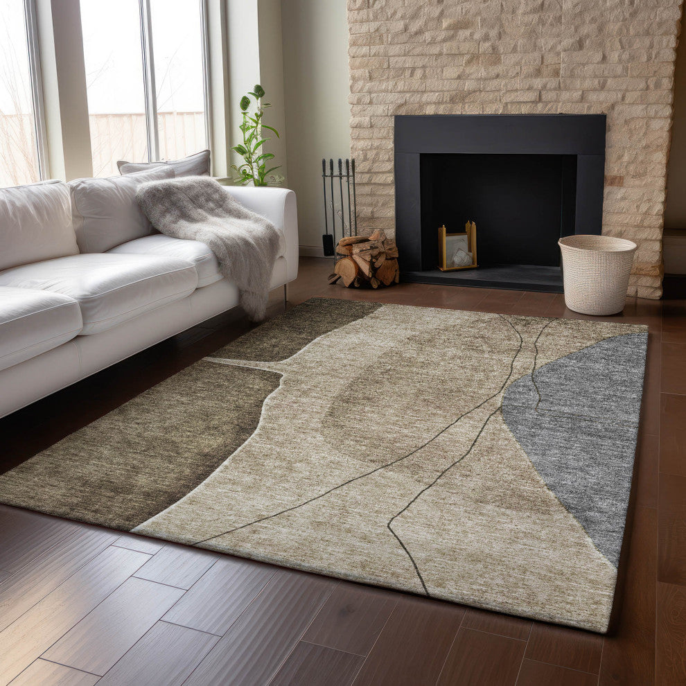 Premium Machine Washable Mayfield AMF696 Brown 5' x 7'6" Rug