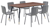 Messina and Gillian Light Gray Fabric 7-Piece Rectangular Dining Set