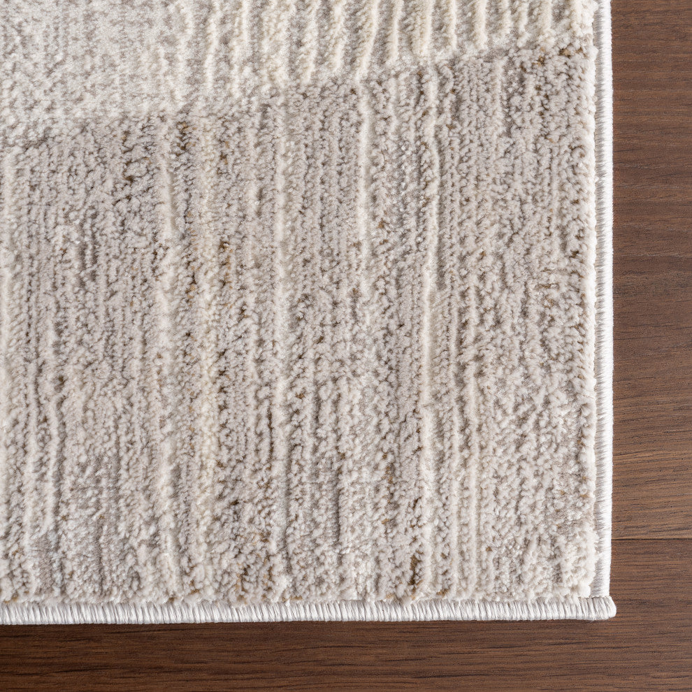 Chita Abstract Machine Washable Area Rug, Beige 6''7"x9''