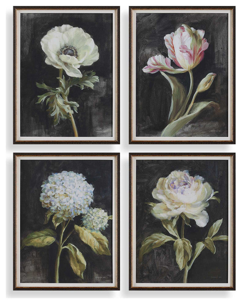 Uttermost Florals On Black Framed Prints Set of 4
