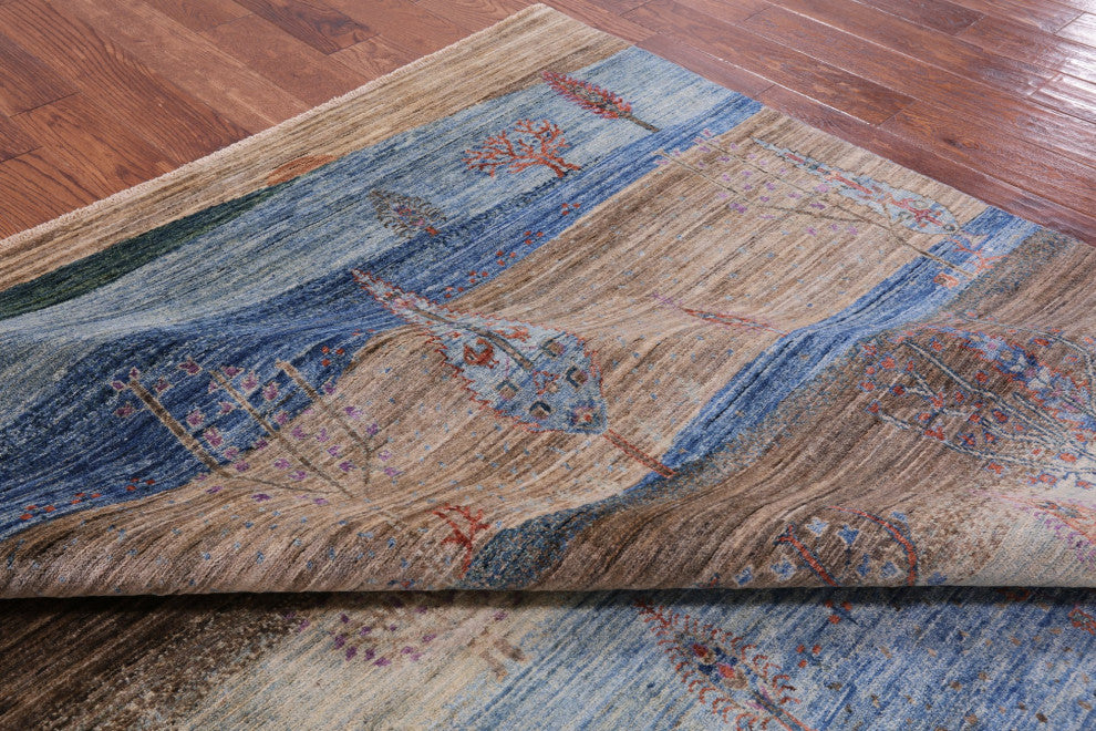 8' 0" X 9' 9" Tribal Persian Gabbeh Hand Knotted Rug Q5267