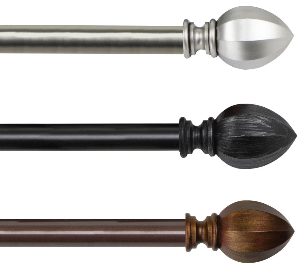 Harper 13/16" Diameter Curtain Rod, Cocoa, 18-28"