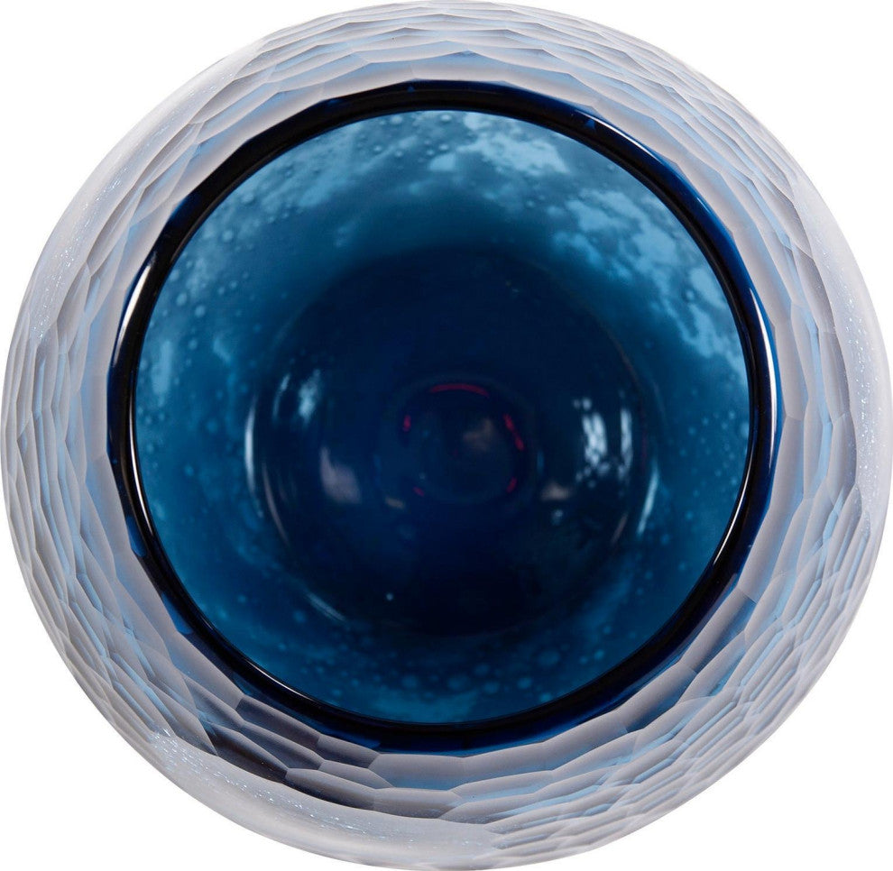 Traditional Blue-Sky Bulbous Glass Vase