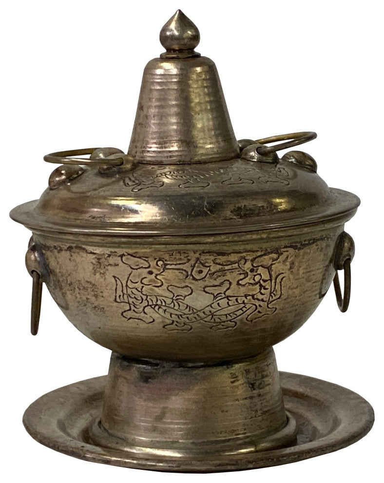 Chinese Nickel Miniature Mongolian Hotpot Shape Display Decor Hws2578