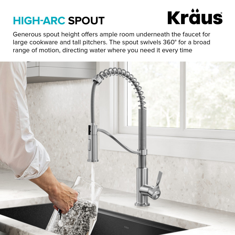 KRAUS Torak Commercial Style 2-Function 1-Handle Pull Down Kitchen Faucet SFBBMB