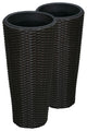 Noah Round Wicker Planter 2-Piece Set, Black
