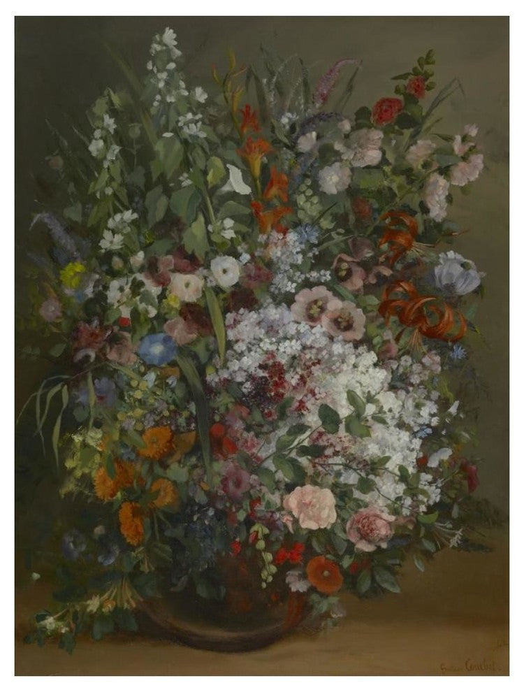 "Bouquet of Flowers in a Vase" Digital Paper Print by Gustave Courbet, 38"x50"