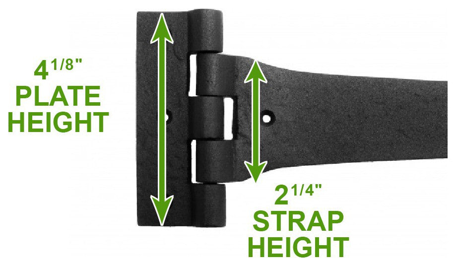 Door Gate Strap Hinge Black Wrought Iron Heart 18 inches