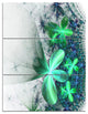 "Sparkling Green and Blue Fractal Flower" Metal Wall Art, 3 Panels, 28"x36"