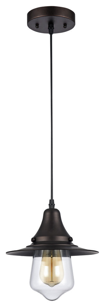 IRONCLAD, Industrial-style 1 Light Rubbed Bronze Ceiling Mini Pendant, 9" Shade