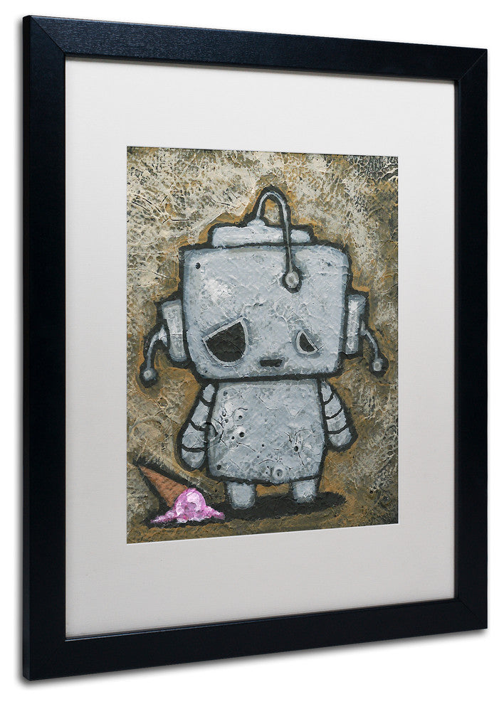'Weebot-Icecream' Matted Framed Art, Black Frame, White Matte, 20x16