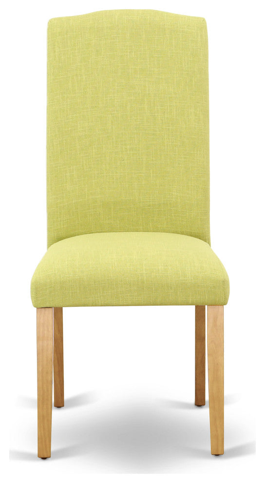 5Pc Square 36" Table And Four Parson Chair, Oak Leg And Linen Fabric Limelight