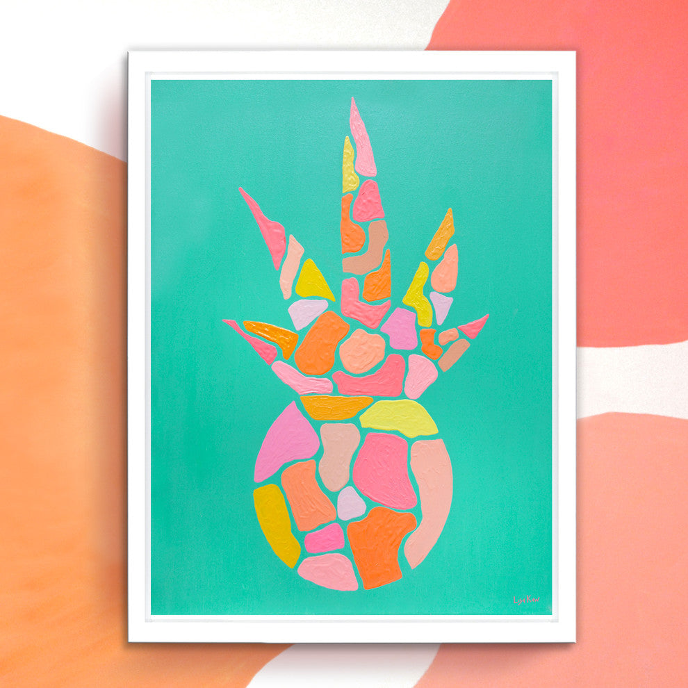 Paradise Pineapple Framed Canvas Tropical Wall Art
