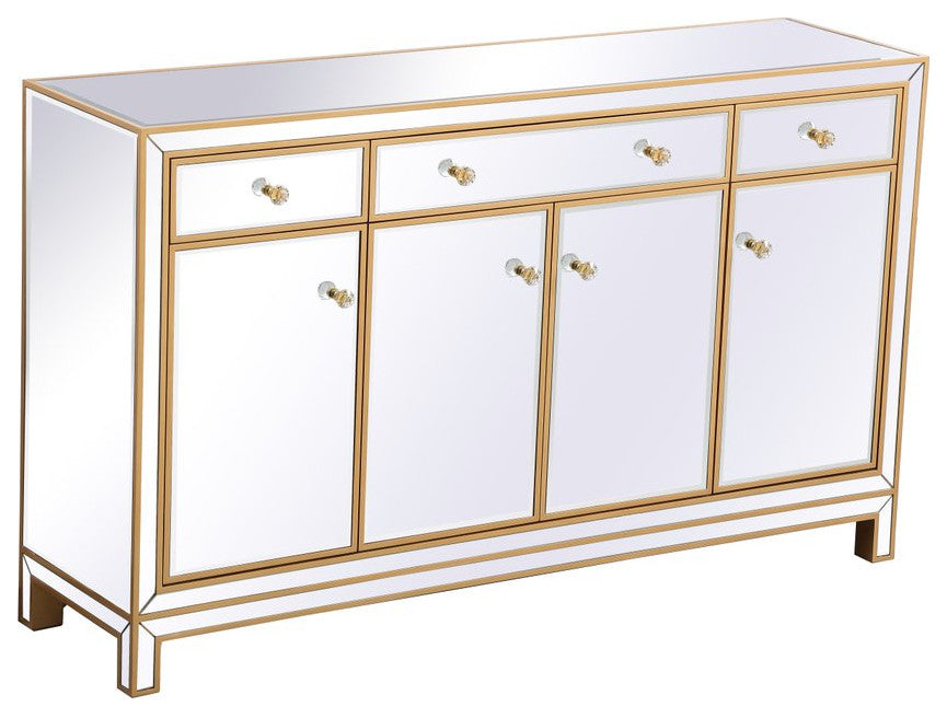 Rosie 60" Mirrored Credenza, Gold