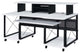 Rectangular Music Desk Table With Wheels, White and Black