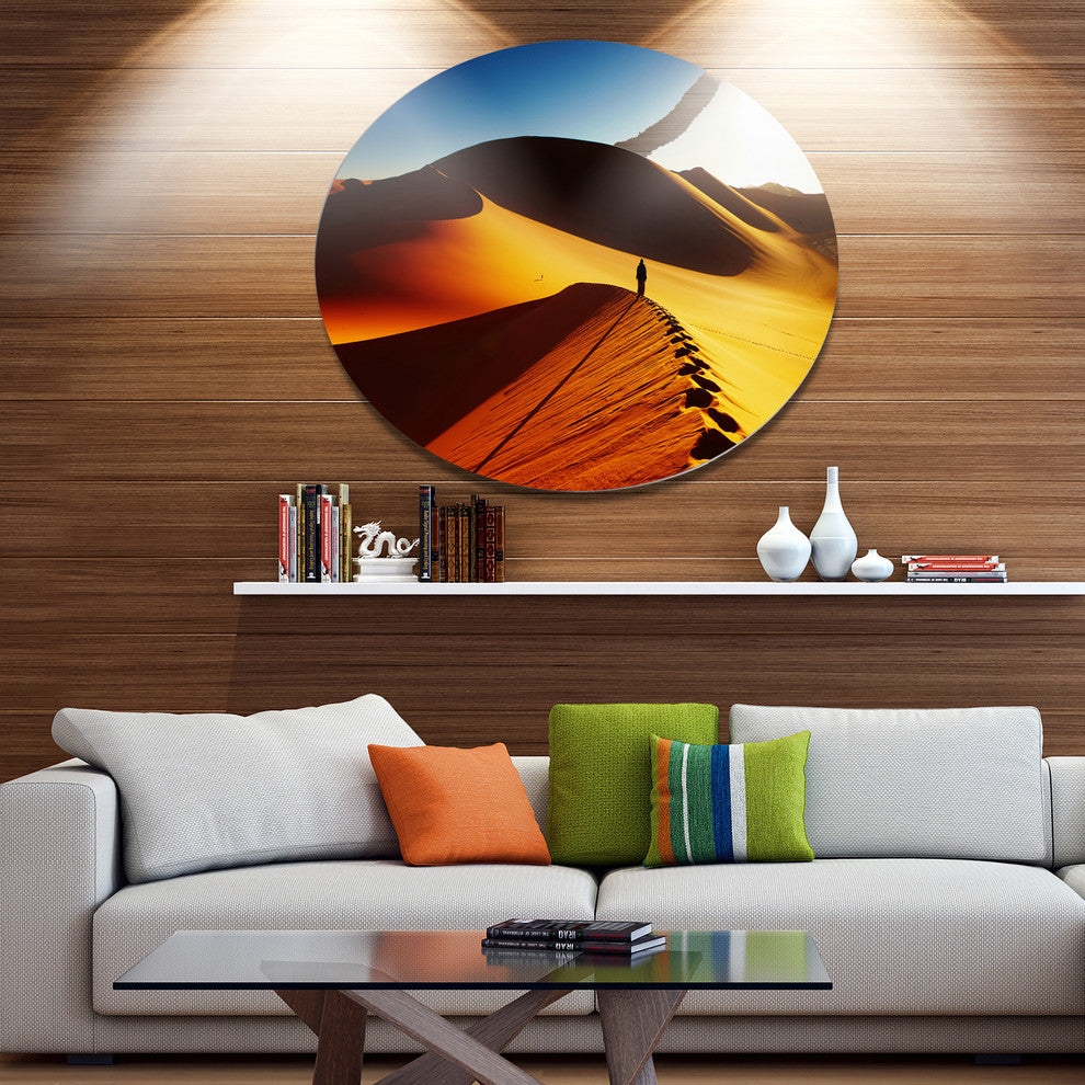 Yellow Sahara Desert Algeria, Landscape Large Disc Metal Wall Art, 38"