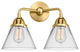 Large Cone Bath Vanity Light, Satin Gold, Clear, Clear