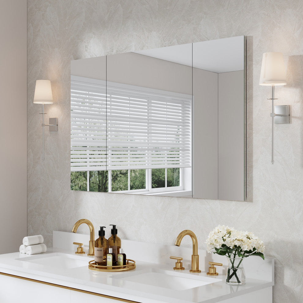 Recessed/Surface Mount Bathroom Medicine Cabinet, Reverse Installation, 48"x30"