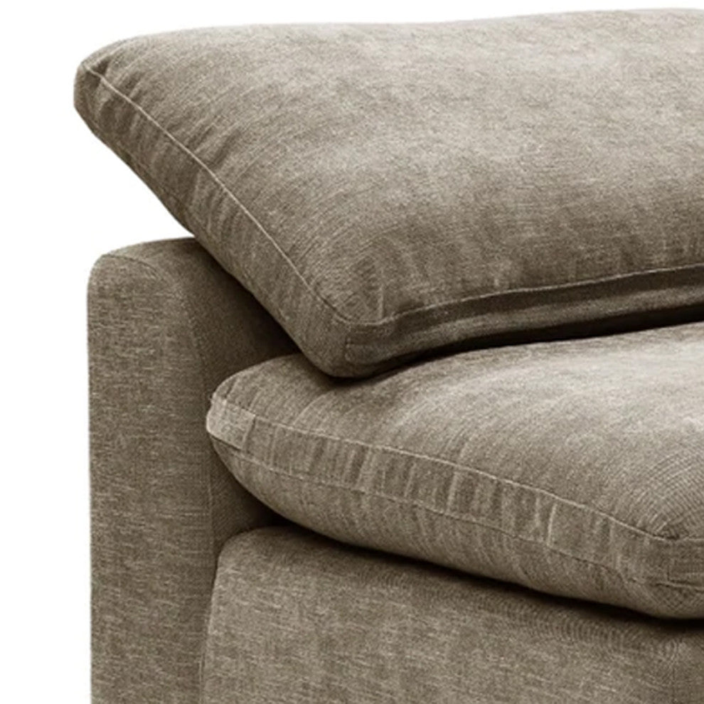 Benzara BM276221 Modular Armless Chair With Loose Pillow Back, Fabric, Beige