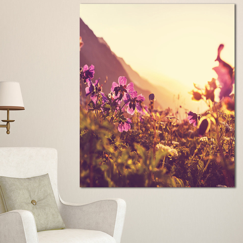 Mountain Pasture with Purple Flowers, Floral Canvas Art Print, 30"x40"