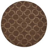 Antara Connecting Circles Contemporary Area Rug, Brown, 7'9" Round
