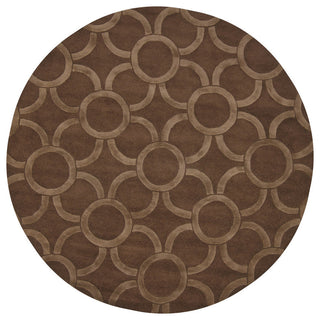 Antara Connecting Circles Contemporary Area Rug, Brown, 7'9" Round