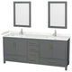 80"DBL Vanity Dark Gray, Carrara Cult. Marble Countertop, Sinks, 24"Mirrors