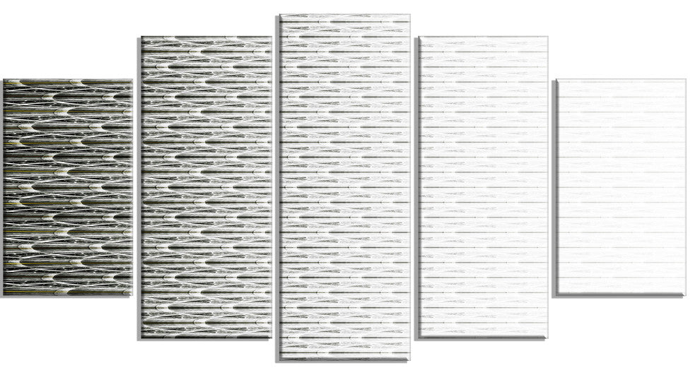 White Symmetrical Fractal Flower, Abstract Canvas Art Print, 60"x32", 5 Panels