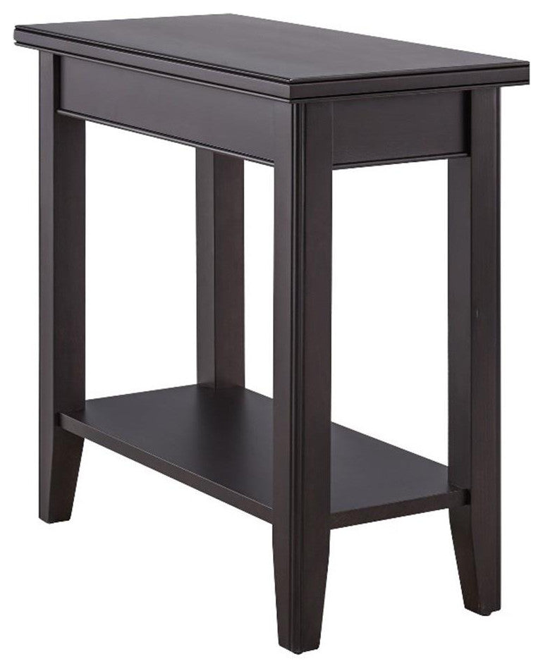 Leick Home 10505-BK Laurent Narrow Wood End Table with Shelf in Black