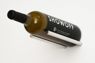 Vino Rails 1 (cork-forward metal wine storage), Milled Aluminum, No Collars (for Solid Backing)