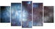 Blue Grey Starry Fractal Sky, Contemporary Art on Canvas, 60"x32", 5 Panels
