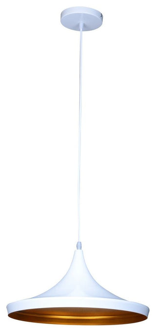 Berkley Shallow Cone 1-Light Pendant, White and Gold
