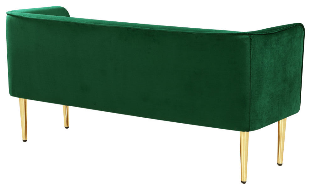 Audrey Velvet Upholstered Bench, Green