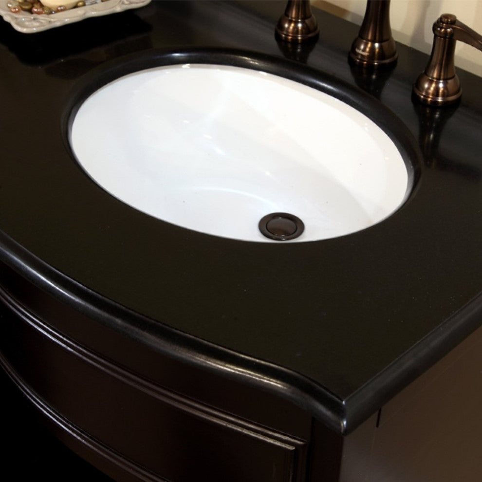 62" Double Sink Vanity-Dark Mahogany-Black  Galaxy