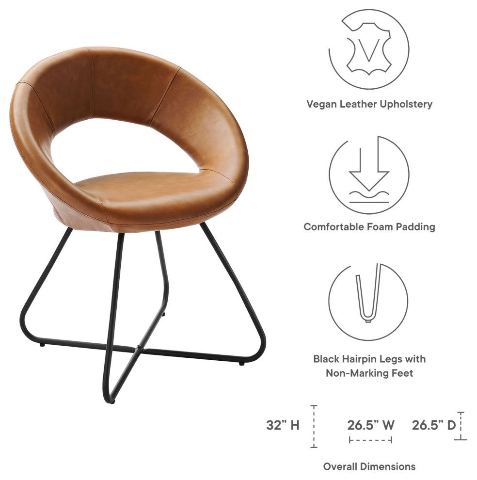 Dining Chair, Set of 2, Tan Black, Vegan Leather, Modern, Bistro Hospitality