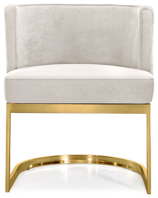 Gianna Velvet Dining Chair, Cream, Gold Base