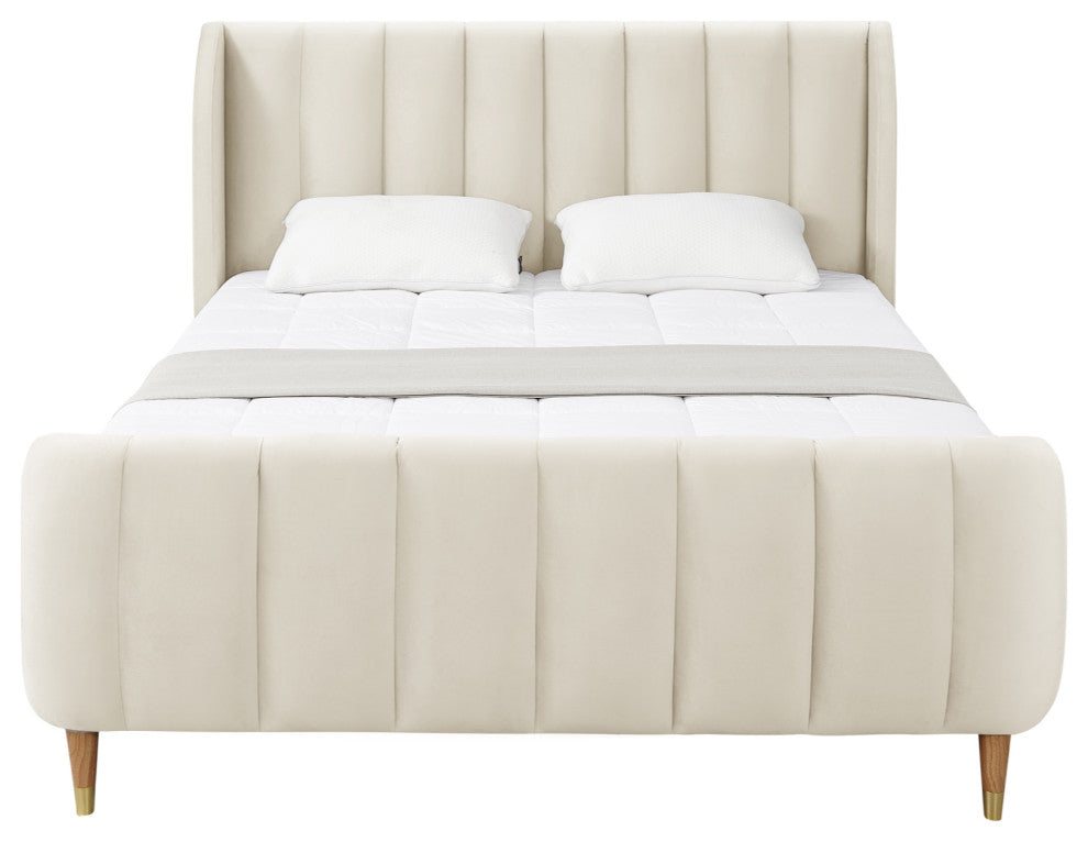 Loft Lyfe Eliyahu Bed Upholstered, Beige Velvet King
