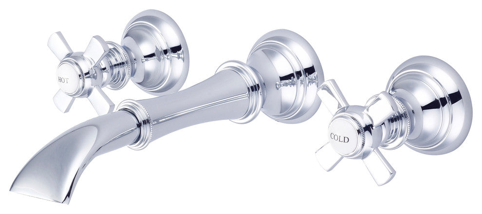 Waterfall Style Wall-Mounted Lavatory Faucet, Chrome, Flat Cross