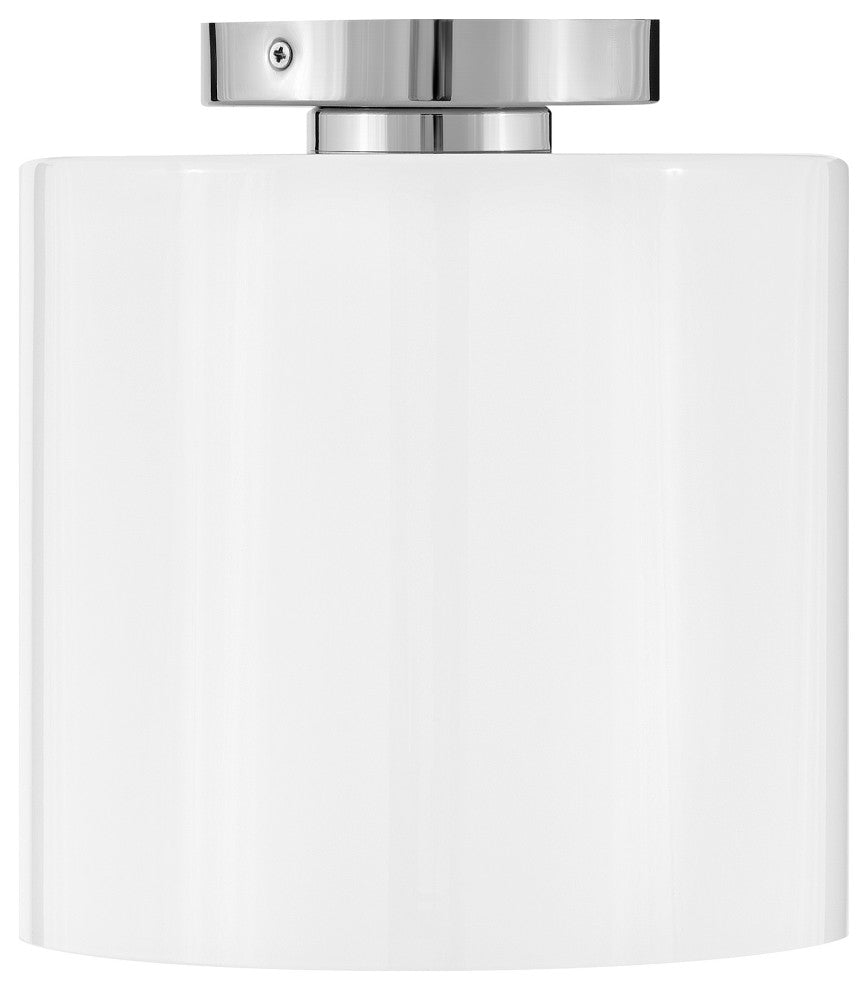 Lark Pippa 8.5" Flush Mount Ceiling Light, Polished Nickel + Cased Opal Shade
