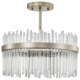 Eva Brushed Silver-ish Champagne Clear Glass Bars Flush Mount